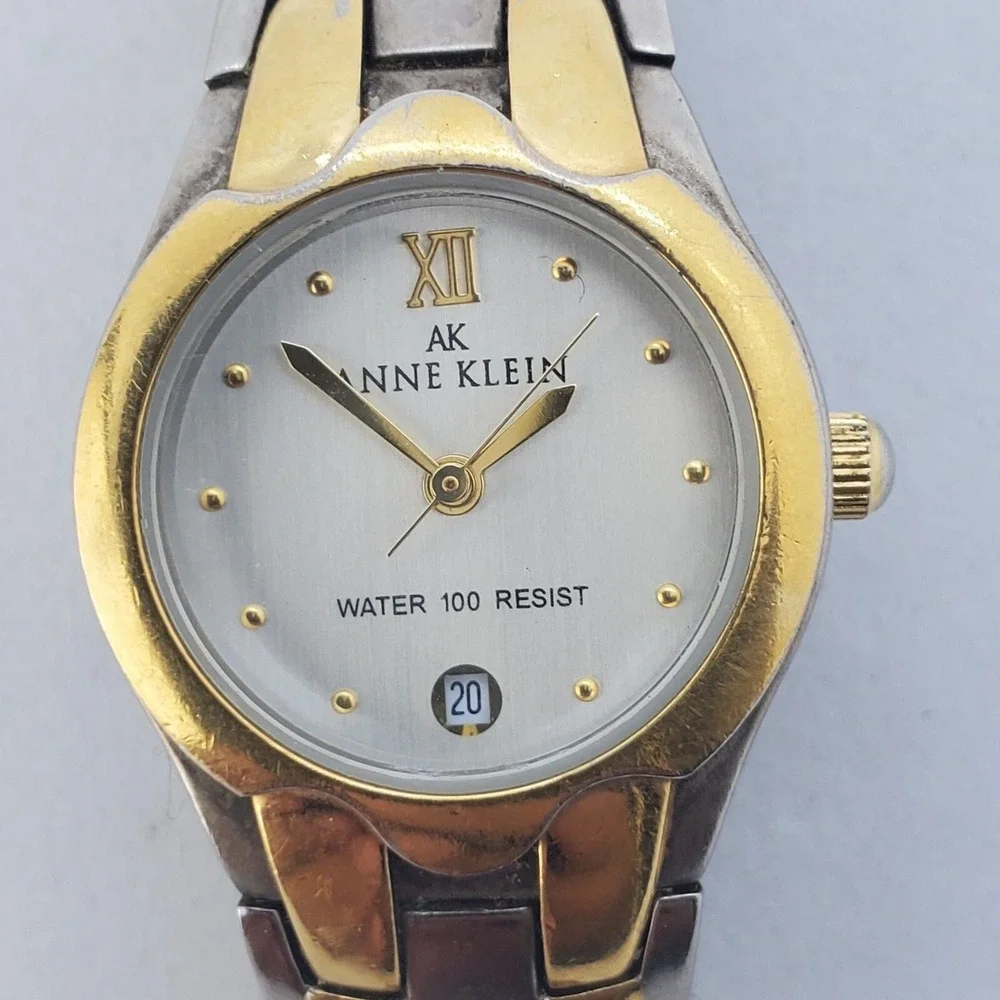 Anne Klein Women's Watch‎ Gold Silver Tone Dial Bracelet Date 6